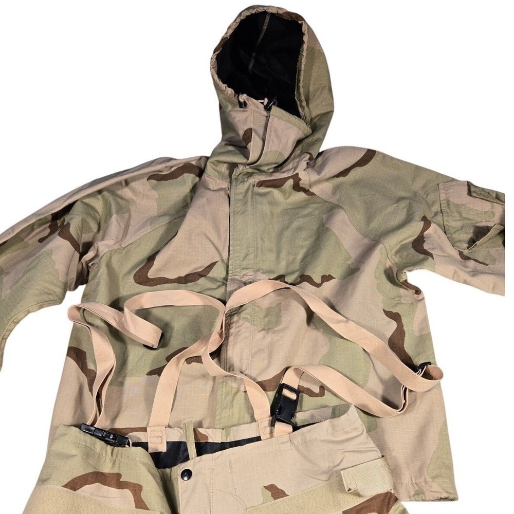 US Military JSLIST Desert Camo Chemical Protective Suit Parka & Trousers Set Sm.